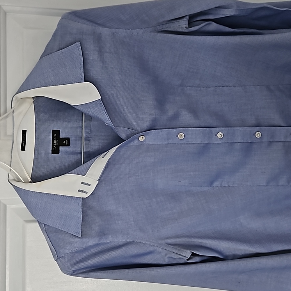 TALBOTS Women's Wrinkle Resistent Buttondown Shirt Blue & White 8P